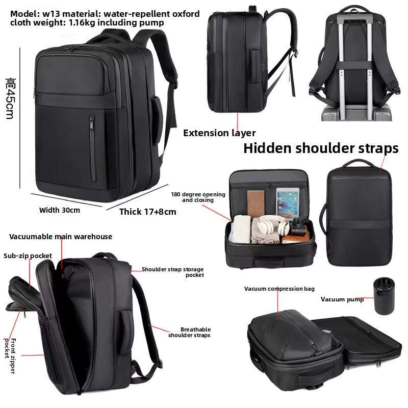 Vacuum Pump Compression Backpack Business Expandable Large Capacity Bagpack Back Pack Travel Laptop Backpack