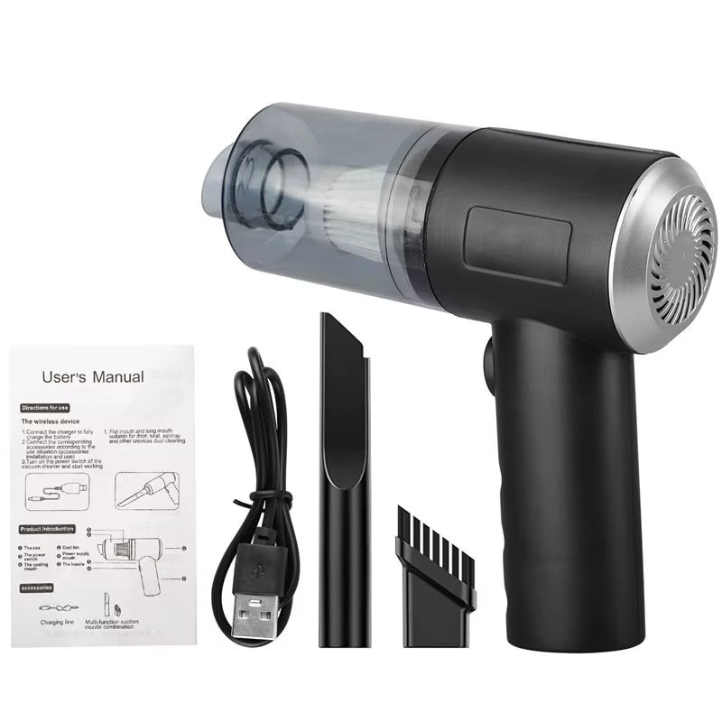 2 in 1 Wireless Vacuum Cleaner Dual Use for Home and Car 120W High Power Powerful Vacuum Cleaner Black