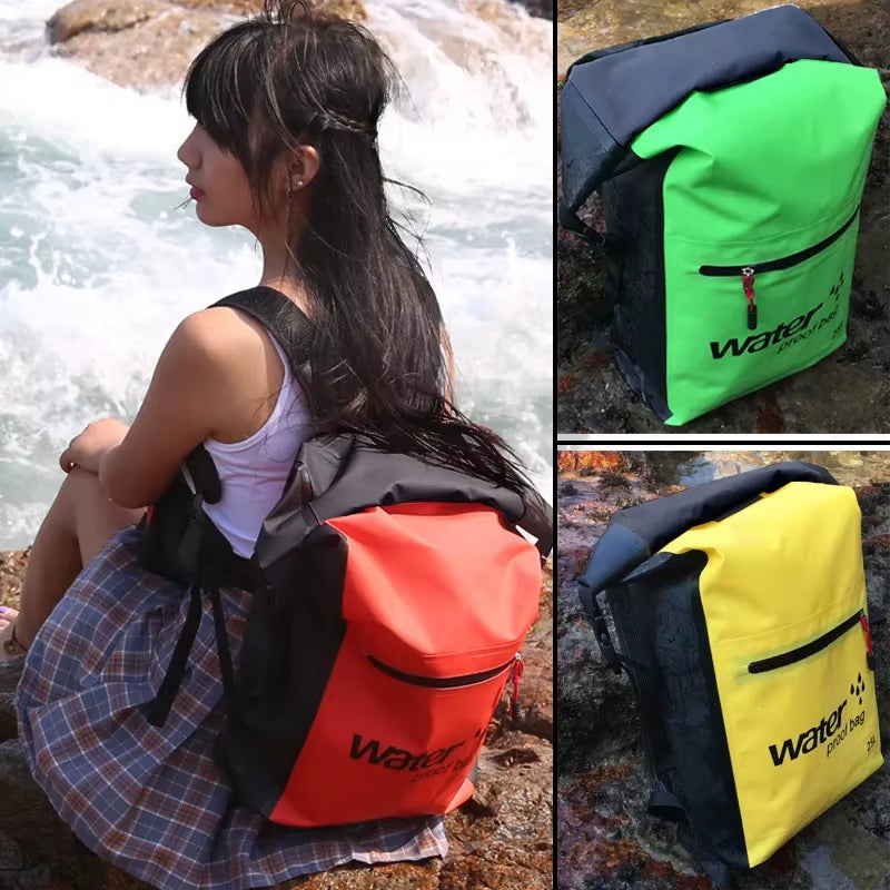 Waterproof Backpack Dry Bag Rafting Bucket Bag Swimming Handbag Outdoor Sack Beach Surfing Rafting Bucket Bag Travel Backpack